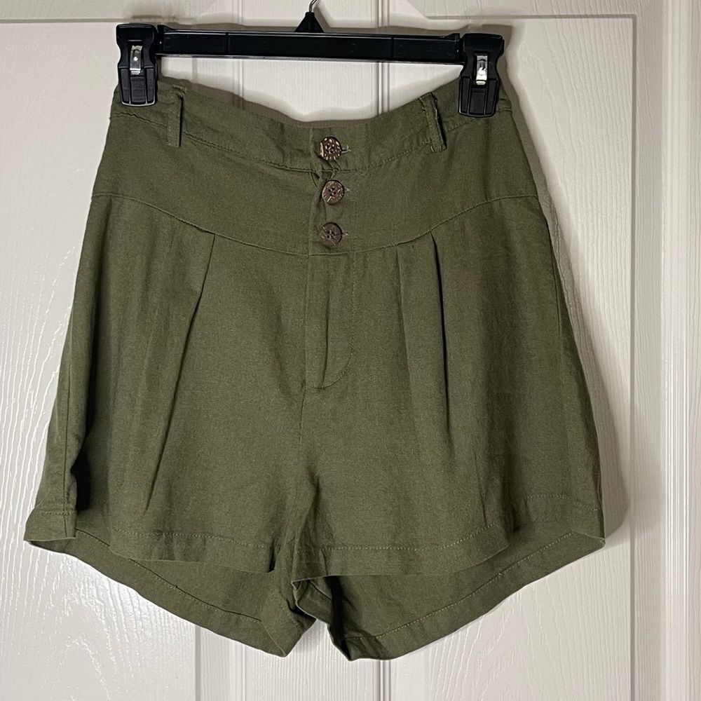 Cotton on linen blend olive shorts size 4